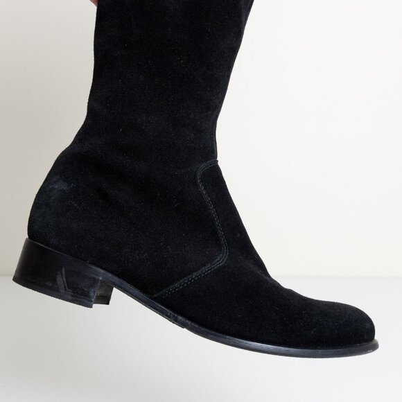La Canadienne Black Suede Leather Knee High Boots Size 8.5 Made in Canada - Picture 6 of 13